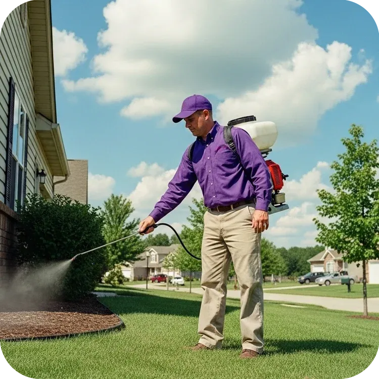 technician spraying around home