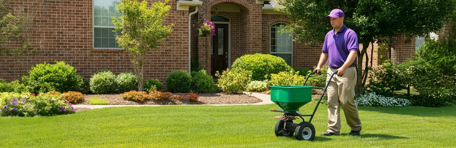 man fertilizing lawn
