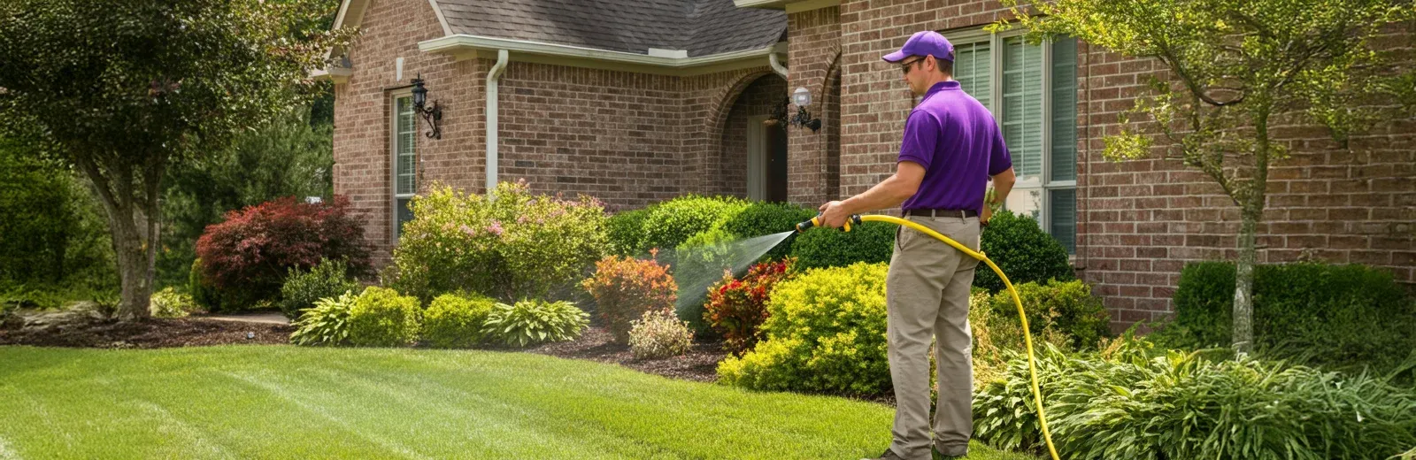 lawn technician spraying lawn